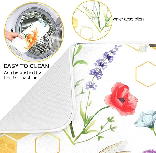 Vista 171 de Tapete de secado de platos de mariposas botánicas para encimera de cocina, almohadilla de secado de microfibra absorbente, grande, 18 x 24 pulgadas