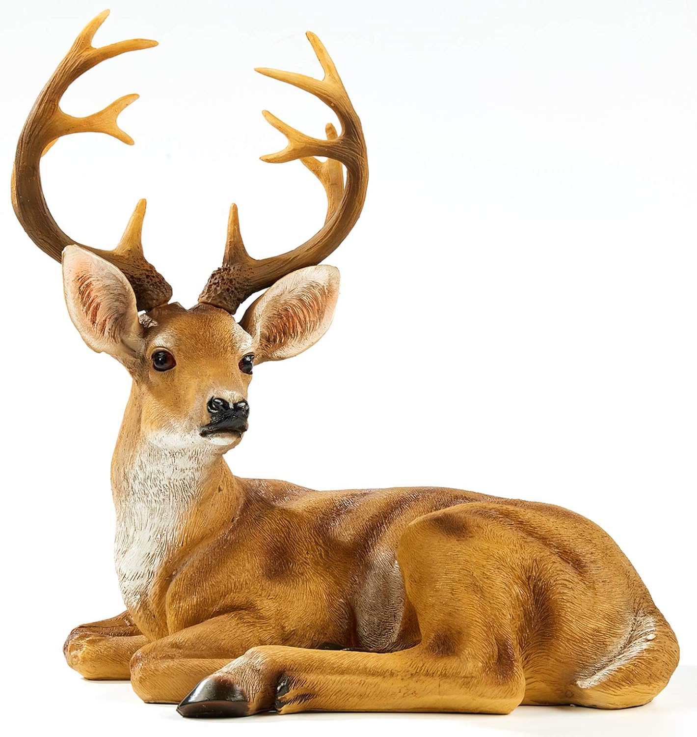 Resin Buck Male Deer Statue-Animal Figurines Garden Sculpture Accessories for Indoor Outdoor Decoration Rustic Lodge or Art Gifts for Father Birthday Anniversary Yard Lawn Decor