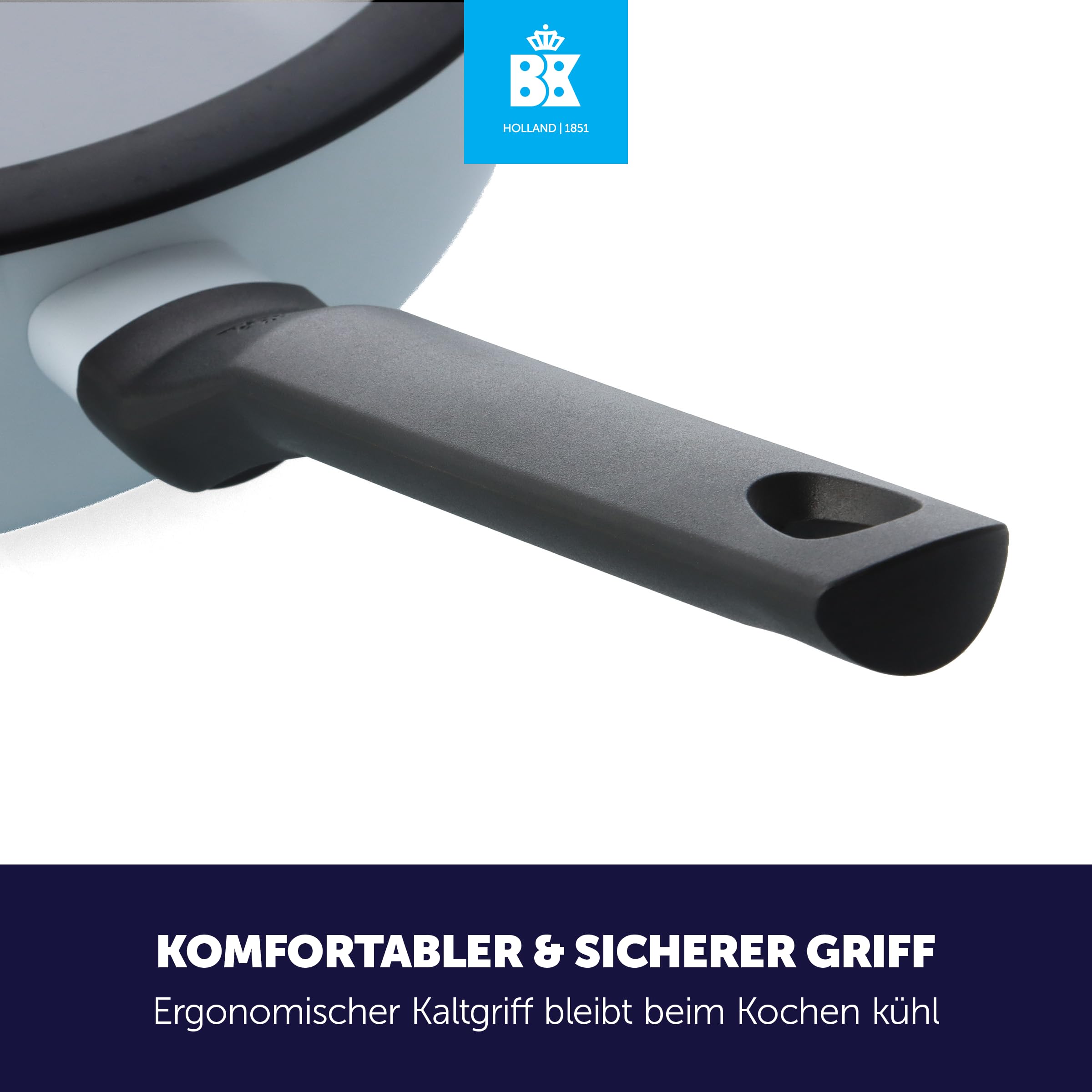 BK Enjoy Keramik-Wokpfanne mit Deckel Ø 28 cm/4,2 l, PFAS-frei, Induktionsgeeignet, Ofenfest bis 160 °C, Spülmaschinenfest, Schnelle Erhitzung, Cool-Touch-Griffe, Blau