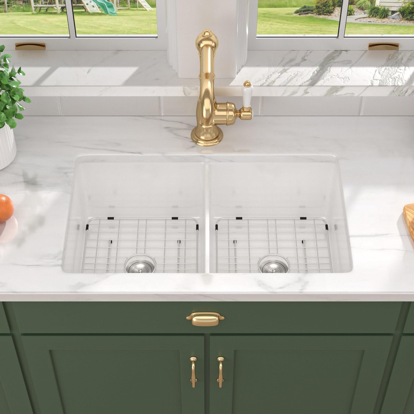 Talllor 32 Inch White Undermount Kitchen Sink - 32
