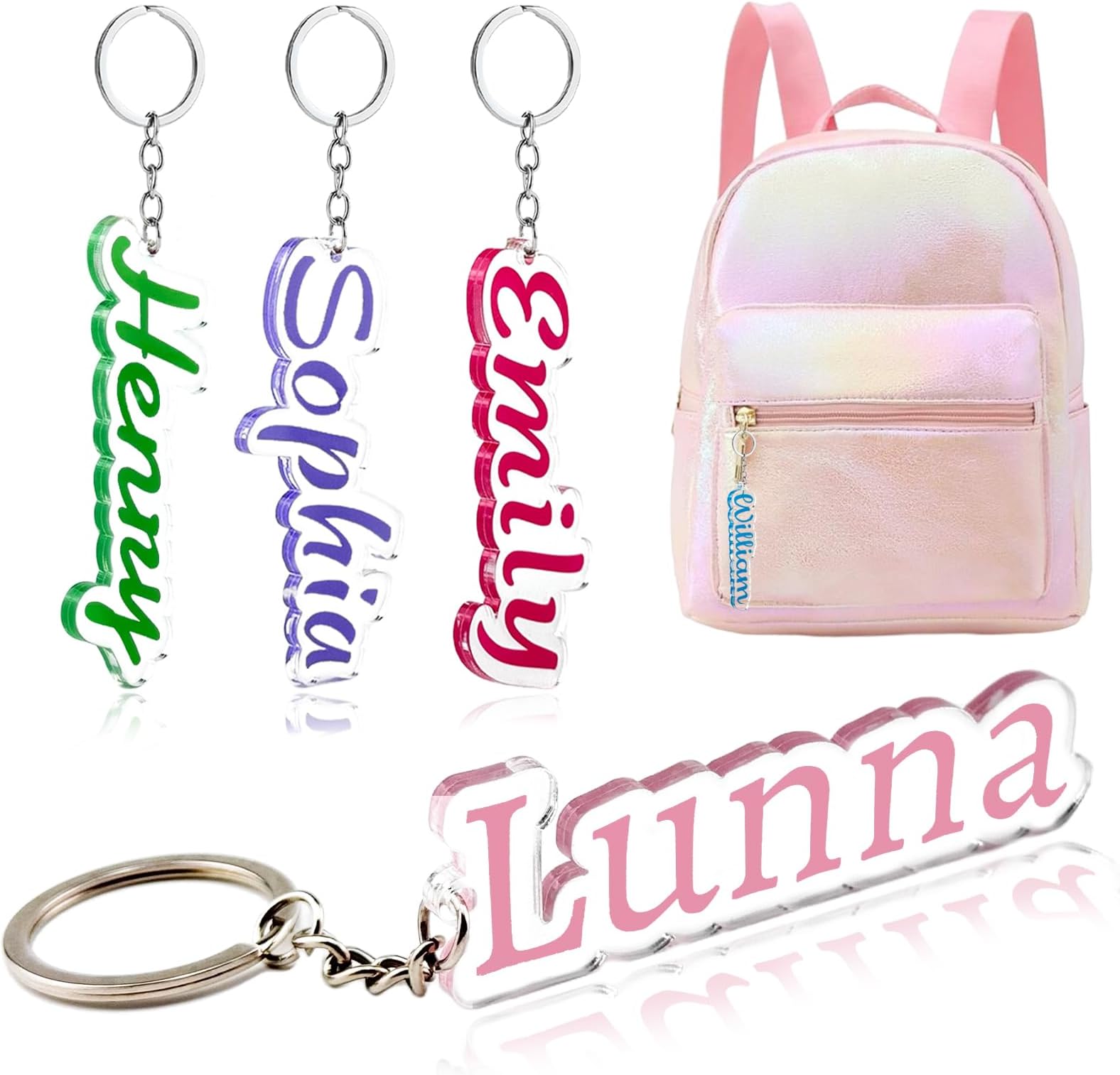 Personalized Name Tag for Backpack, Custom 3D Kids Name Keychain Tags, Personalized Back to School Supplies Gifts