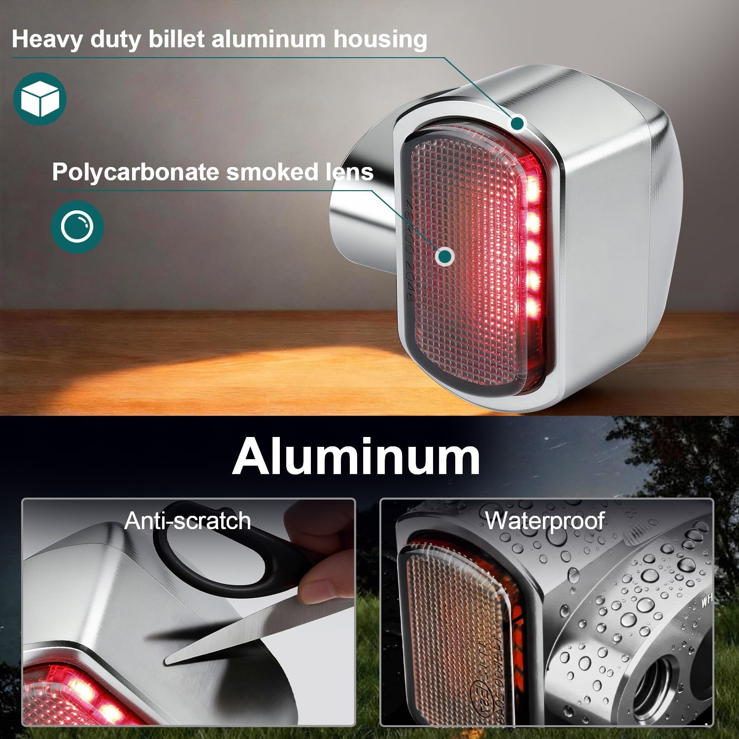 MoKitDora Rear Led Turn Signal Light Mini Brake Running Lights for Harley 2009-2023 Touring 2000-2023 Softail 2000-2022 Sportster 2006-2017 Dyna, Chrome Housing