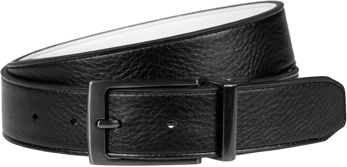 Nike Edge Stitch Leather Belt Reversible Mens Black/White 004 Size 34