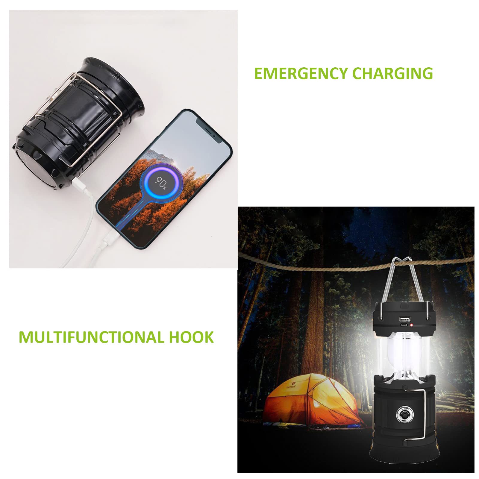 Lampada LED Solare Da Campeggio Olycism - 4500mAh, 6 Modalità, Impermeabile IPX5, Ricarica USB - Foto 14