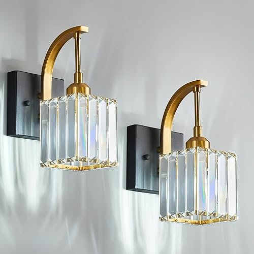 Miniatura 65 de Luces de tocador de cristal cromadas de 4 luces, modernas lámparas de baño de cristal sobre espejo de 32.67 pulgadas de largo para baño Cromo