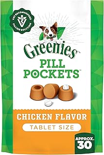Greenies Pill Pockets for Dogs Small Size, Soft Dog Treats, Chicken Flavor, 3.2 oz. Pouch (30 Treats)