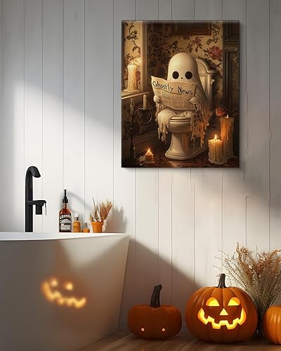Miniatura 4 de Póster con estampado de fantasmas de Halloween para baño, diseño de fantasma, estilo gótico oscuro, arte enmarcado, decoración de pared, decoración