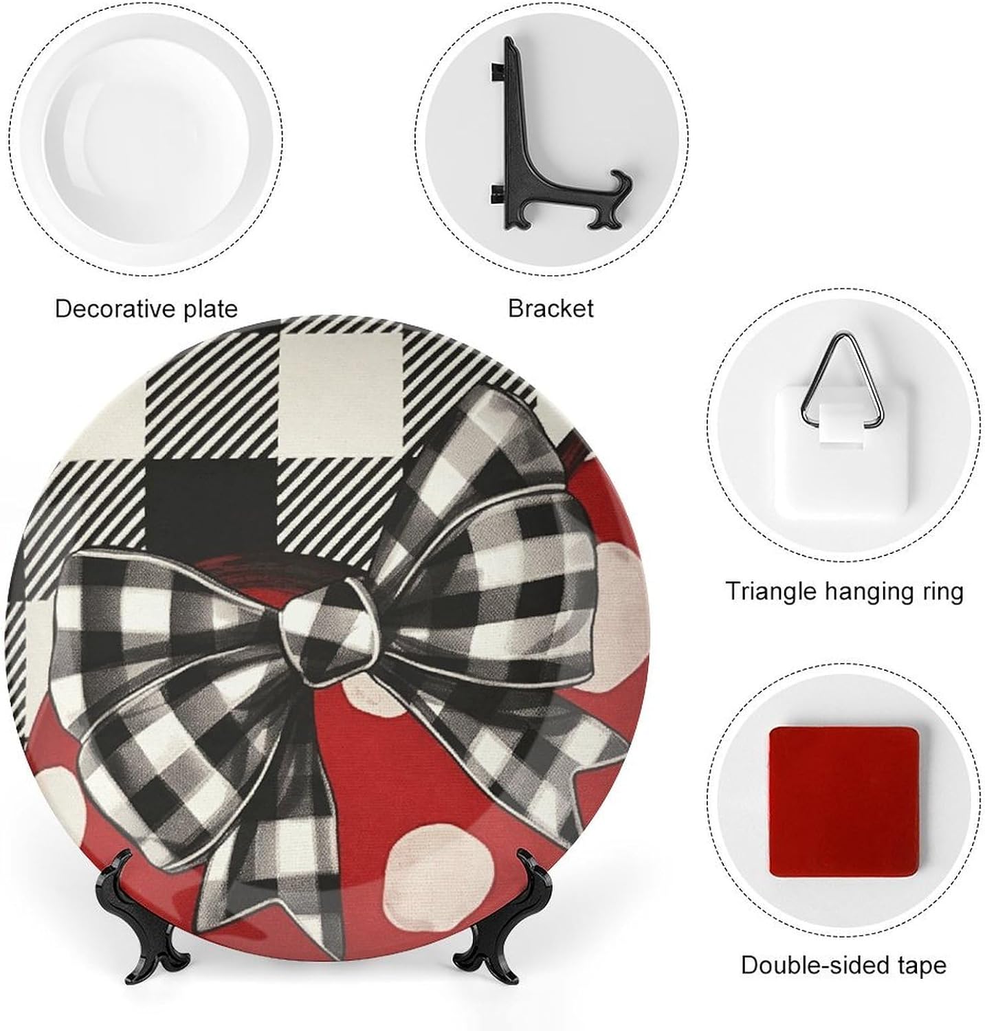 Decorative Round Bone China Plate, Love Heart with Bow