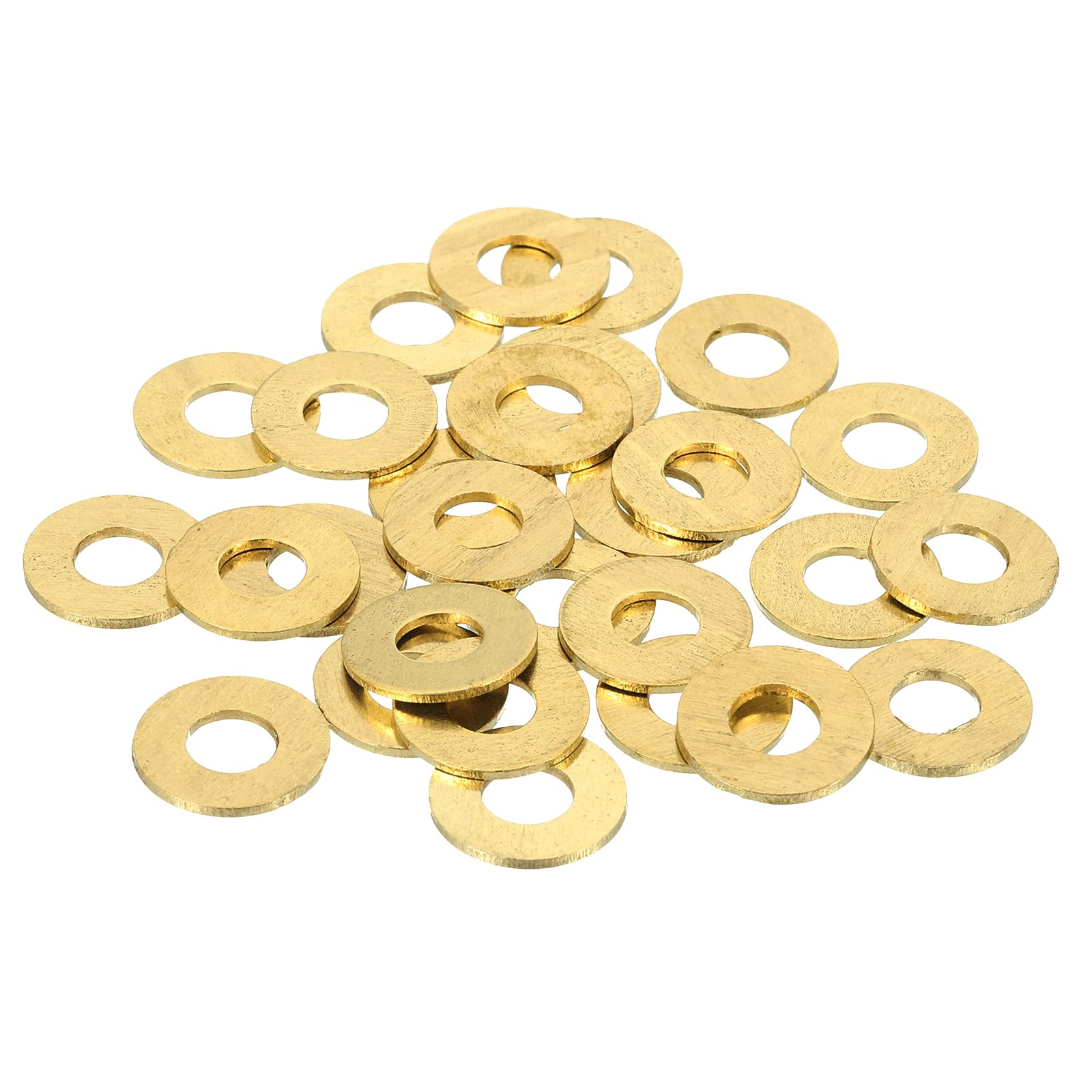 sourcing map 38 Pack Brass Flat Washer, M6 Copper Washers Crush Washer Kit Assortment, 6mm ID, 14mm OD, 1mm Thick for Bolts Screws Machinery Repair, Outdoor Construction