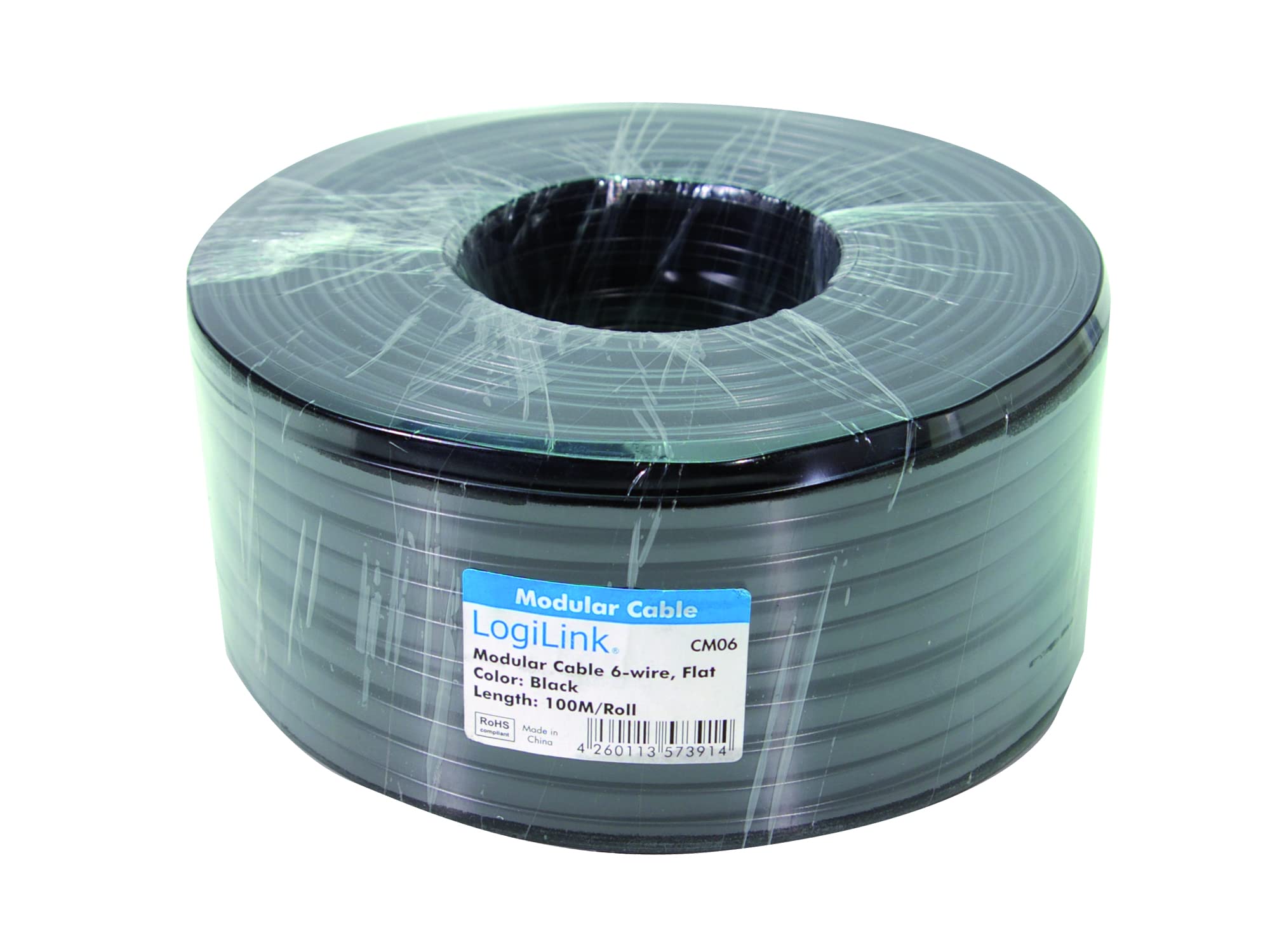 LogiLink Modular Flat Cable 6-wire, colour black, 100m