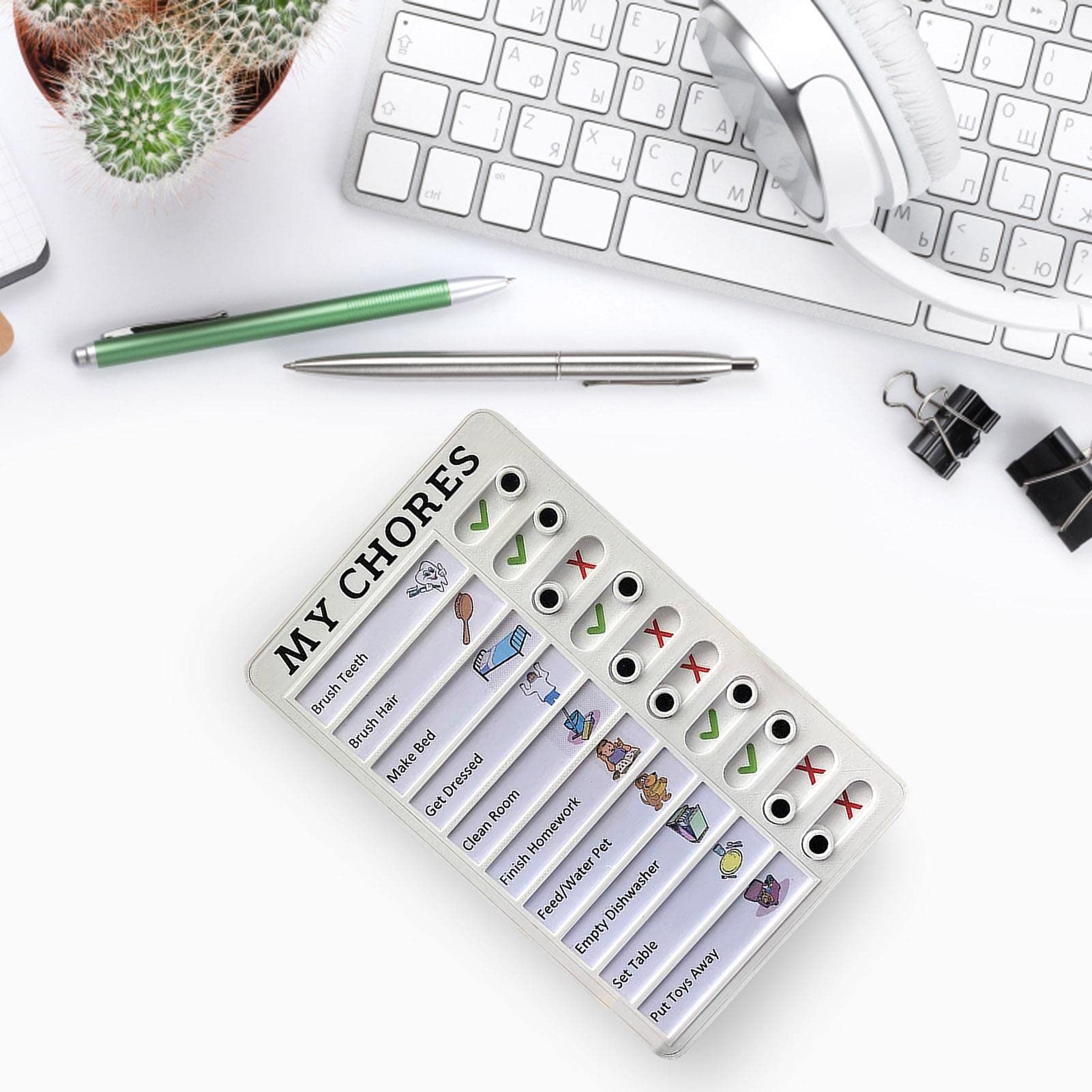 VENTDOUCEChore Charts for Kids,Reusable RV Checklist Daily Affairs Checklist Board with Slider | Portable Detachable Message Board Feel Comfortable Kids Chore Chart for Kids Learn Planning(RV