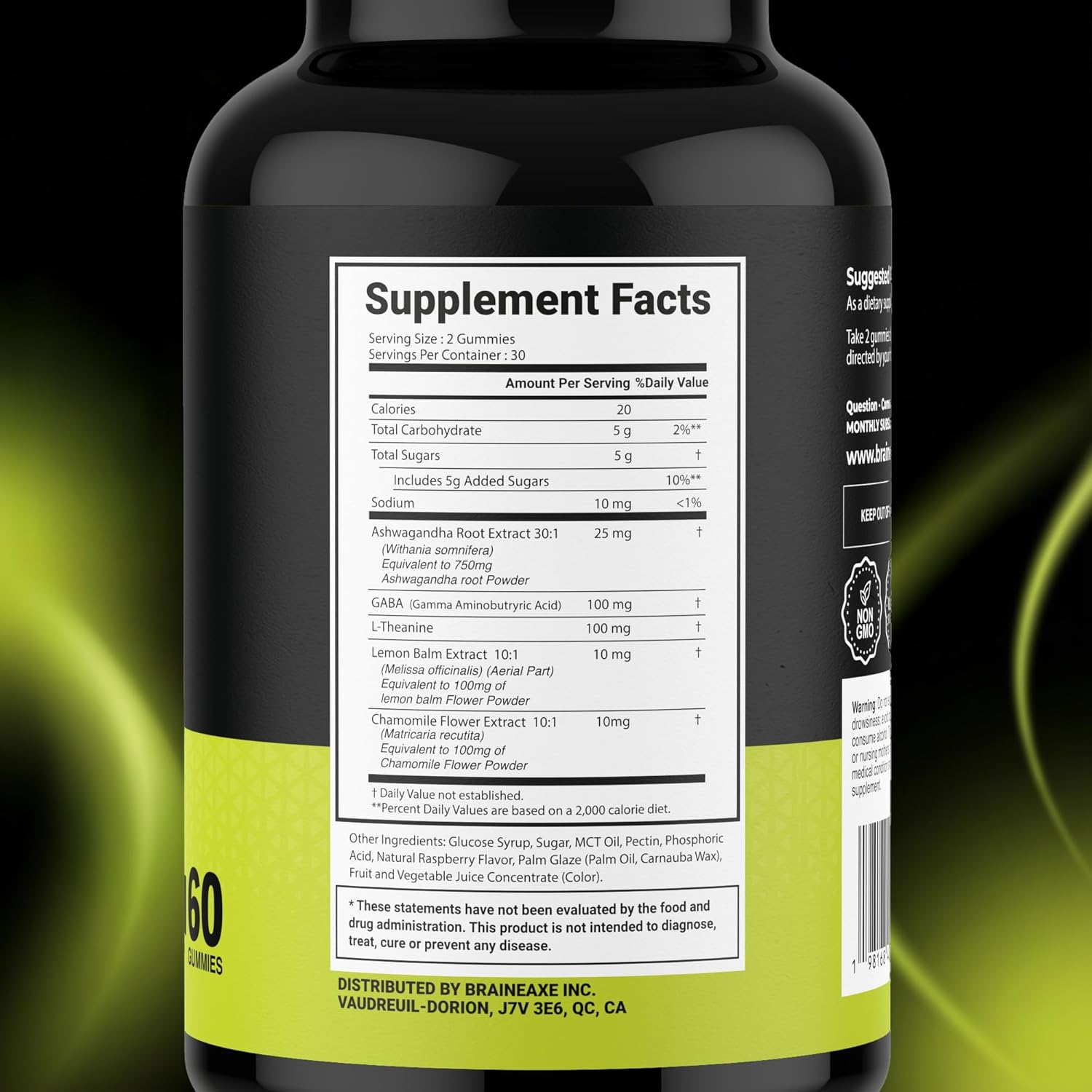 Brainaxe Relax Sleep Support Gummies for Adults – Melatonin-Free, Natural Sleep Gummies Raspberry-Flavored Gummies Vegan, Gluten-Free, Non-GMO – 60 Gummies