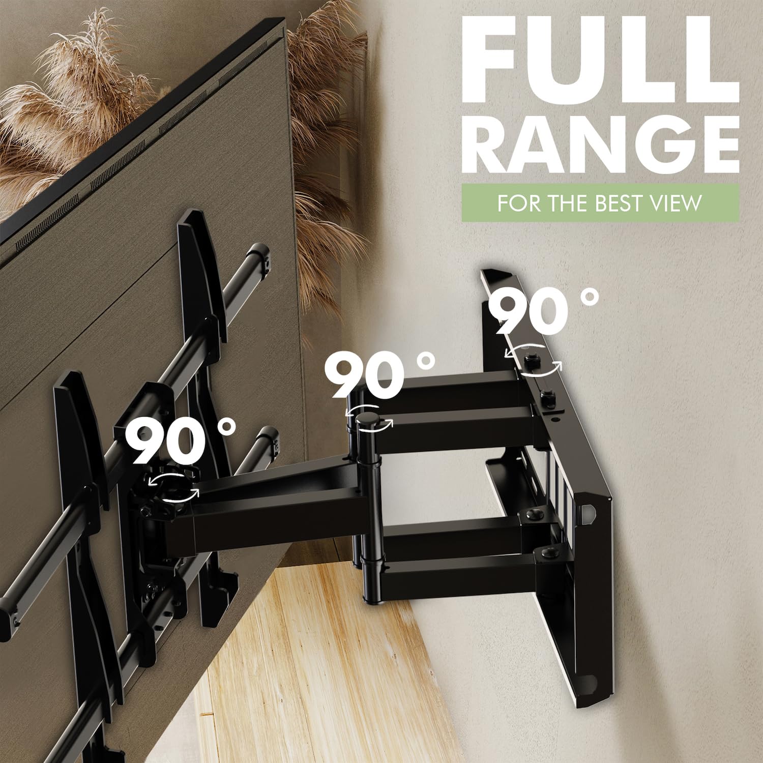 Support Mural TV, Inclinable et Orientable Support TV pour écrans 32-85 Pouces jusqu'à 60Kg -VESA 600 x 400 mm