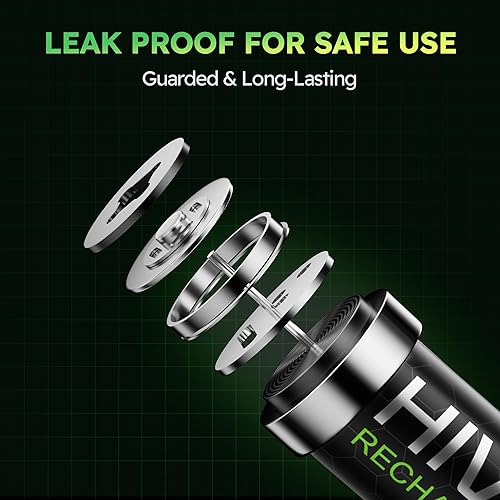 Miniatura 6 de Baterías AA recargables, 2800 mAh de alta capacidad, doble A, 1.2 V NiMH baja autodescarga, 16 unidades