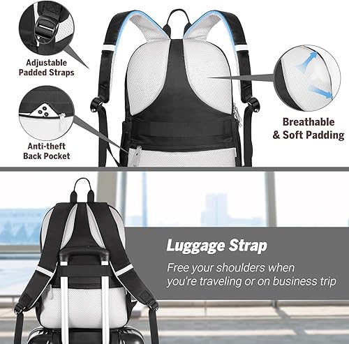 Miniatura 6 de MoKo Mochila de gimnasio para mujer, mochila de viaje grande con compartimento para zapatos, bolsa deportiva con bolsillos húmedos, mochila para