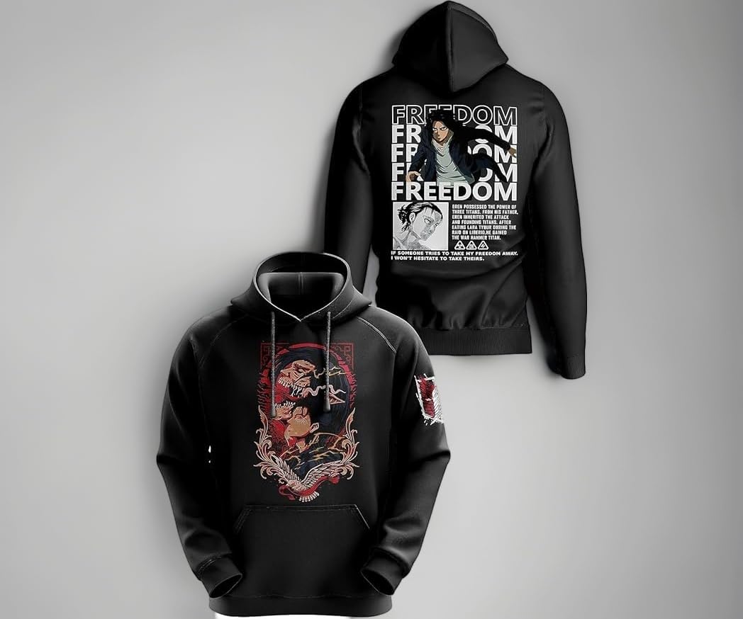 - Fuda Eren Yeager X Freedom Cotton Anime Printed Hoodies