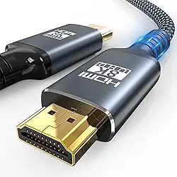 Cabo HDMI 2.1 8K, 48 Gbps, cabos trançados para jogos de alta velocidade, suporta 8K @ 60HZ/4K @ 120Hz, eARC, Dynamic HDR, HDCP 2.2/2.3, 3D, VRR para monitor de 120fps PS5/PS4/X-Box/Roku TV/RTX3080/3090