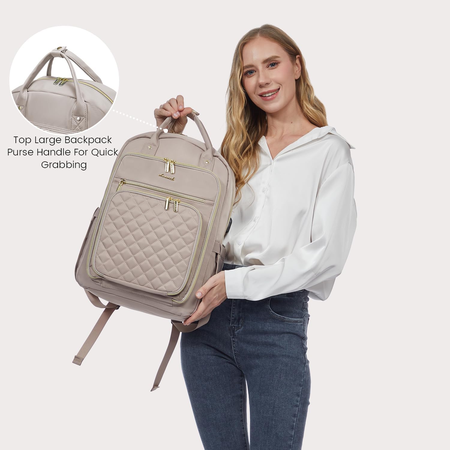 LOVEVOOK Laptop Backpack for Women, Water Resistant Travel Work Backpacks Purse Stylish College Business Teacher Nurse Computer Bag with USB Charging Port, Fits 15.6" Laptop - Image 4