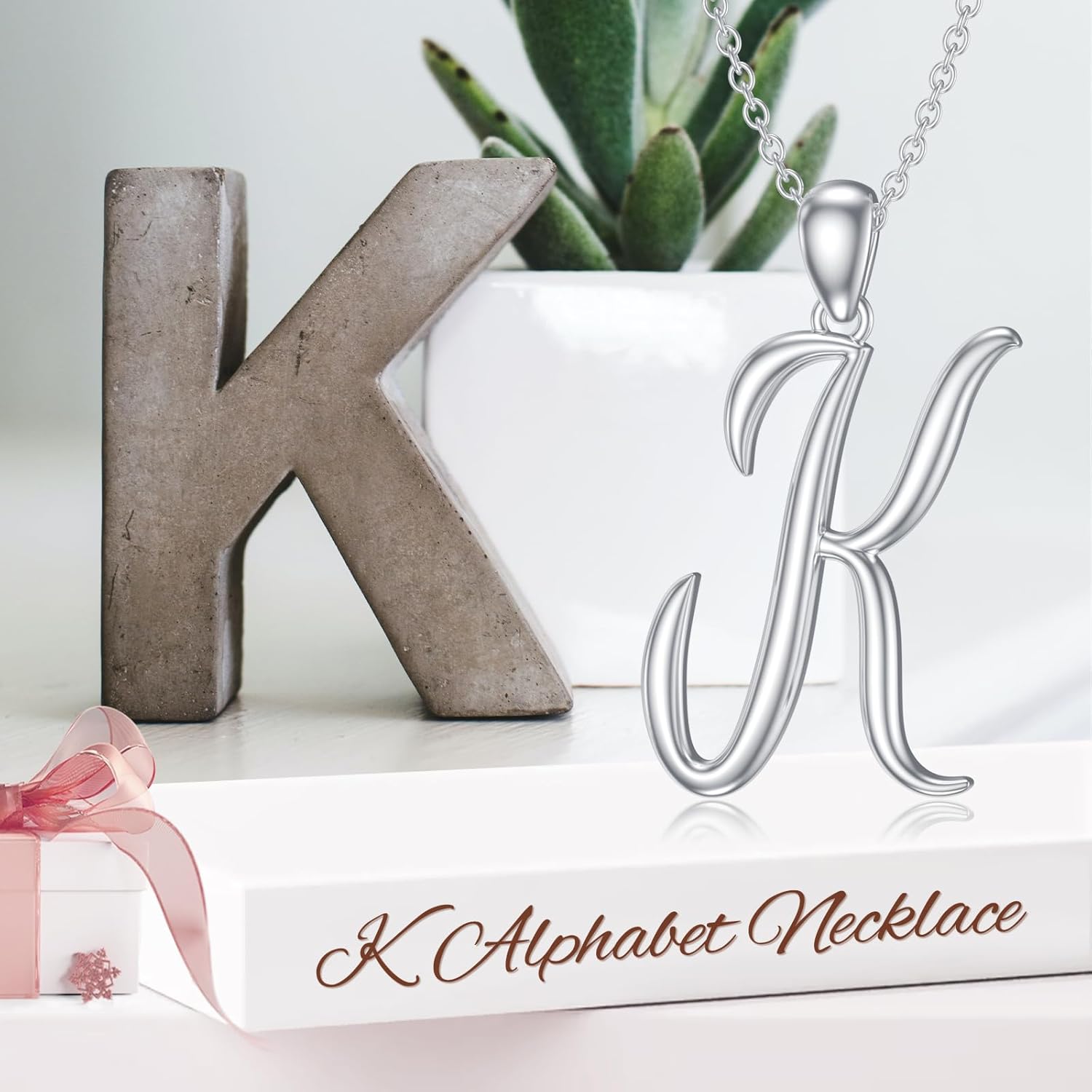 Initial Necklaces 26 Capital Letter Necklaces S925 Sterling Silver Letter Pendant Initial Necklace for Women - Image 6