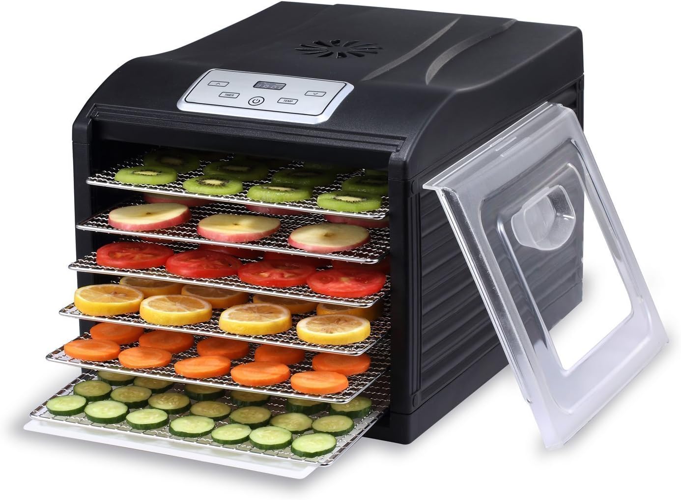 BioChef Arizona Sol 6 Tray Food Dehydrator with Digital Display, Stainless Steel Trays, 1 x Non Stick Tray, 1x Mesh Sheet & 1x Drip Tray (Black)