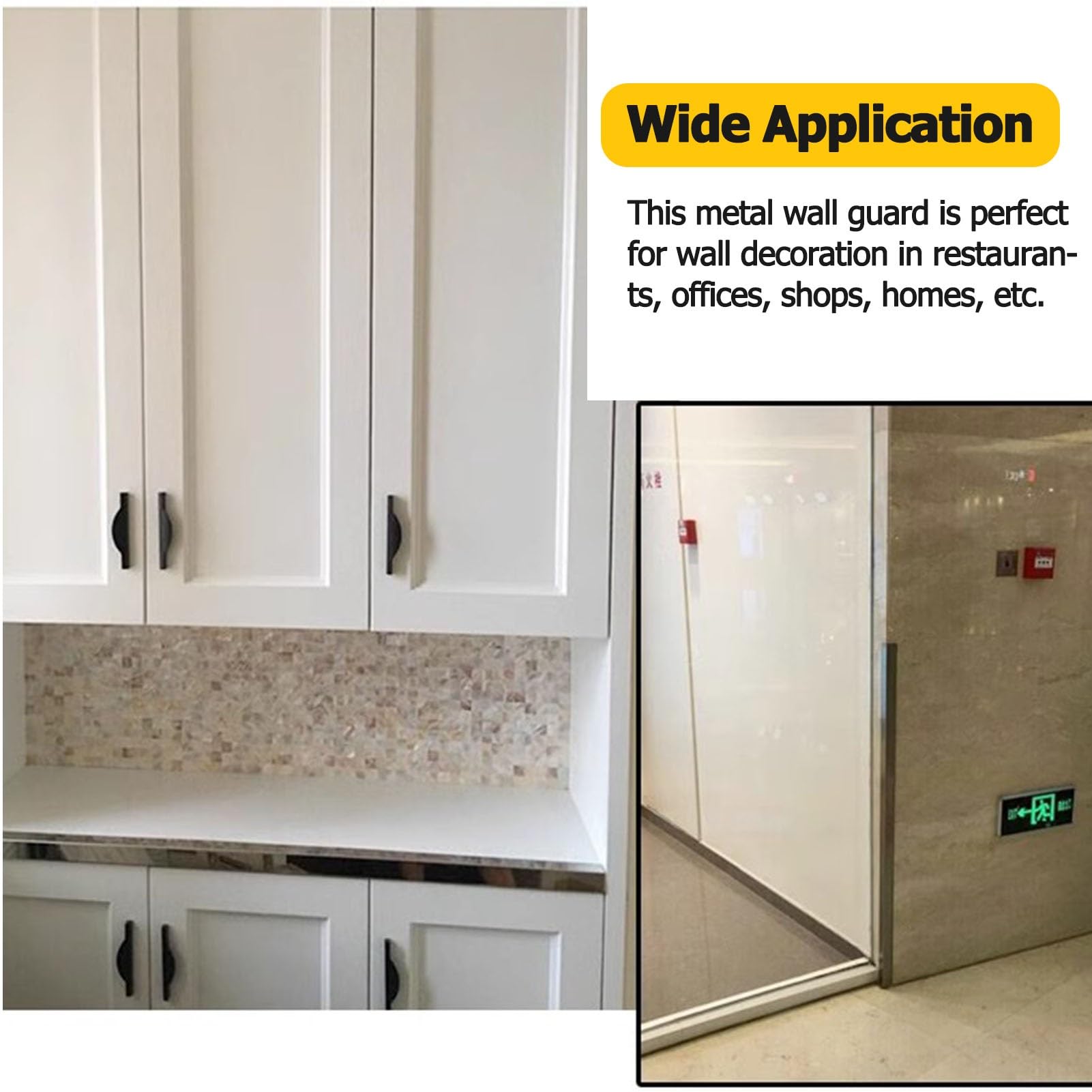 Protector de esquina de pared/escudo de esquina con cinta lateral, tira protectora de bordes de acero inoxidable en forma de L, tiras de seguridad antigolpes para hoteles Resta, negro 2 de longitud