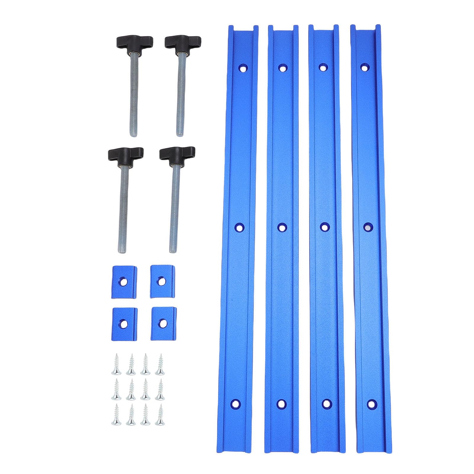 Fafeicy Aluminum T Slot Rail and Slider Set 400mm Double Cut Profile T Track with Predrilled Mounting Holes and Screws for Woodworking Jigs