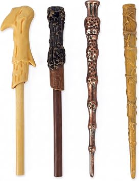 Harry Potter Wizarding World Wand Pens Set of 4 - Voldemort, Hermione, Dumbledore Wands | Wizarding World Magic Wand Pens with Collectible Gift Box, Harry Potter Desk Decor, Office & School Supplies, Merch