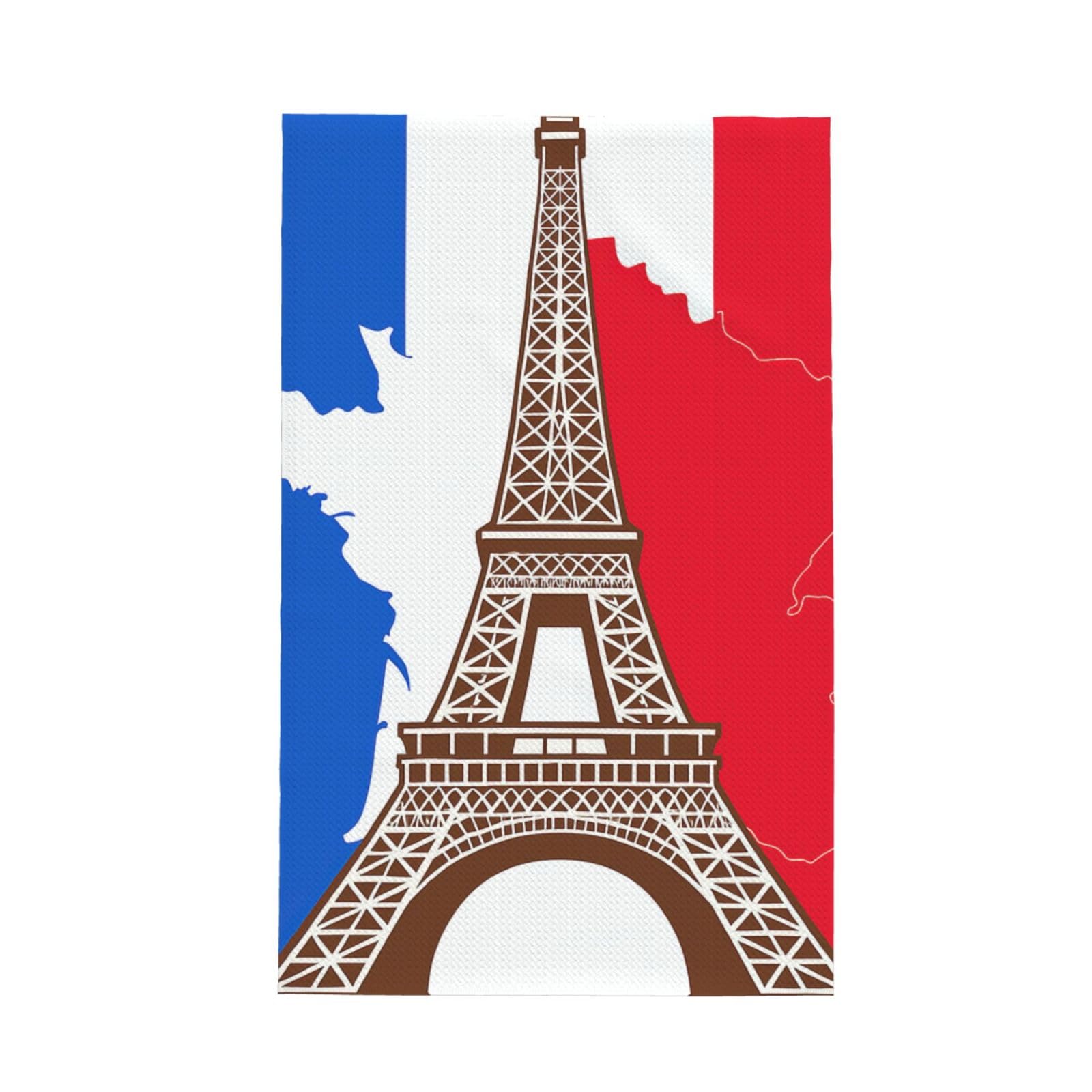 Xxahnbm Black France Flag Eiffel Tower Outl Print Waffle Kitchen Towel,Absorbent Hand Towel