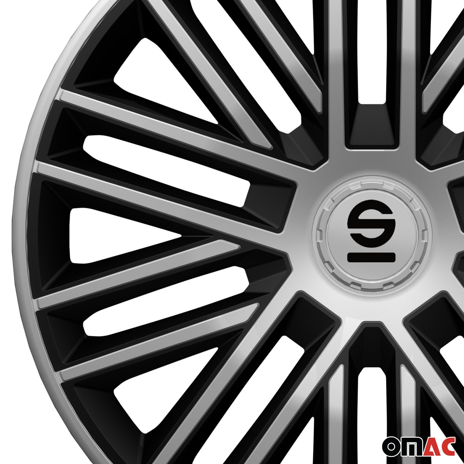 Sparco Spc1485Svbk Set Copricerchi 4 Pezzi Bergamo 14 Pollici Argento/Nero