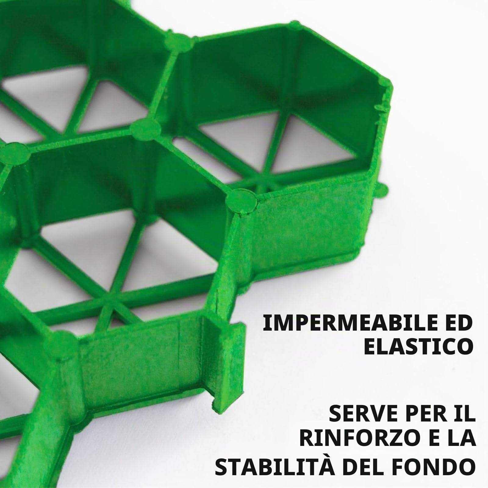 Floordirekt Griglia per prato in plastica, 1 m² – 4 pezzi – 50 x 50 cm, verde – griglia da pavimento, piastra paddock, a nido d'ape per prato