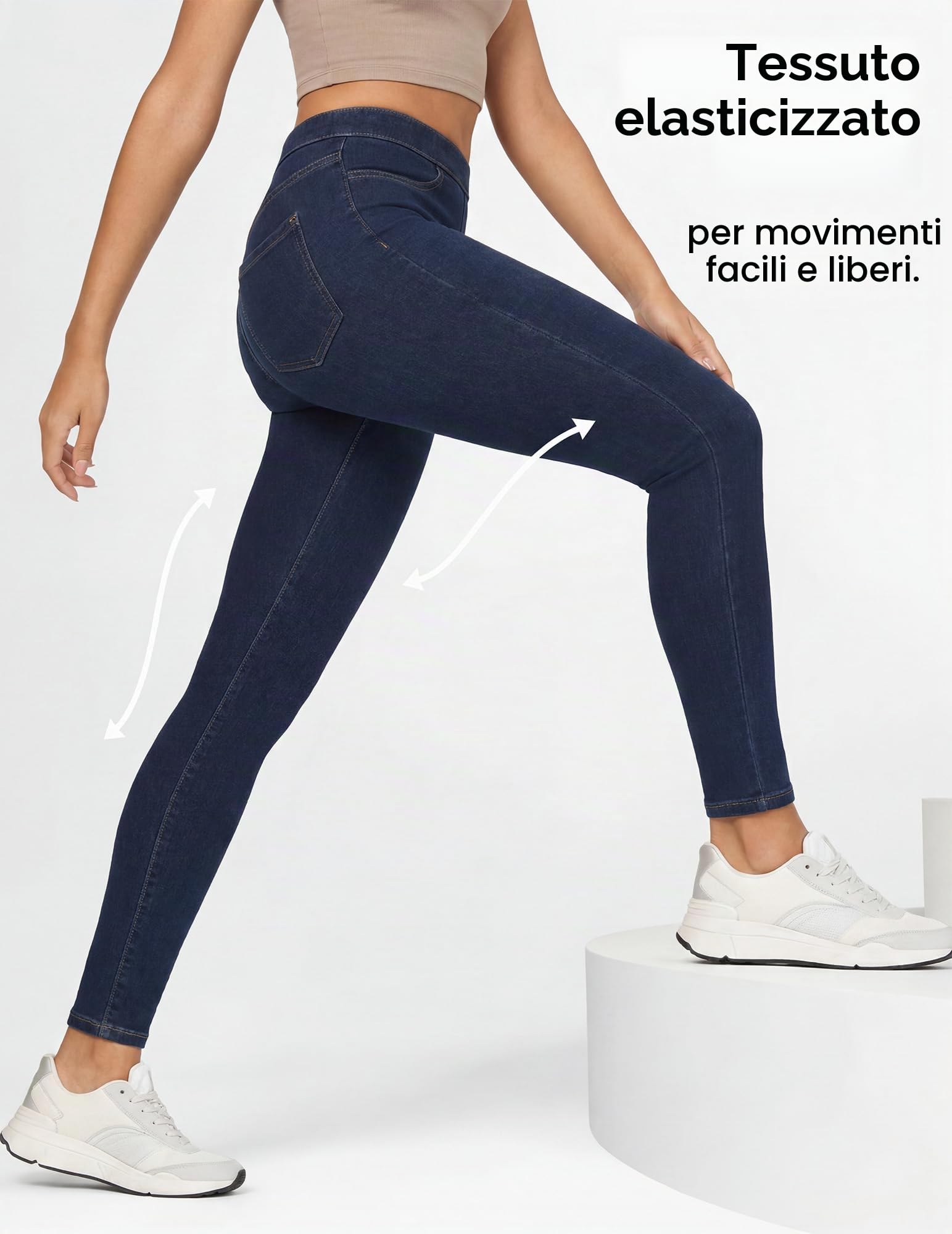 No Nonsense - Classic Denim Leggings-Jeggings for Women with Real Back Pockets, High Waisted Stretch Jeans, Leggings Donna