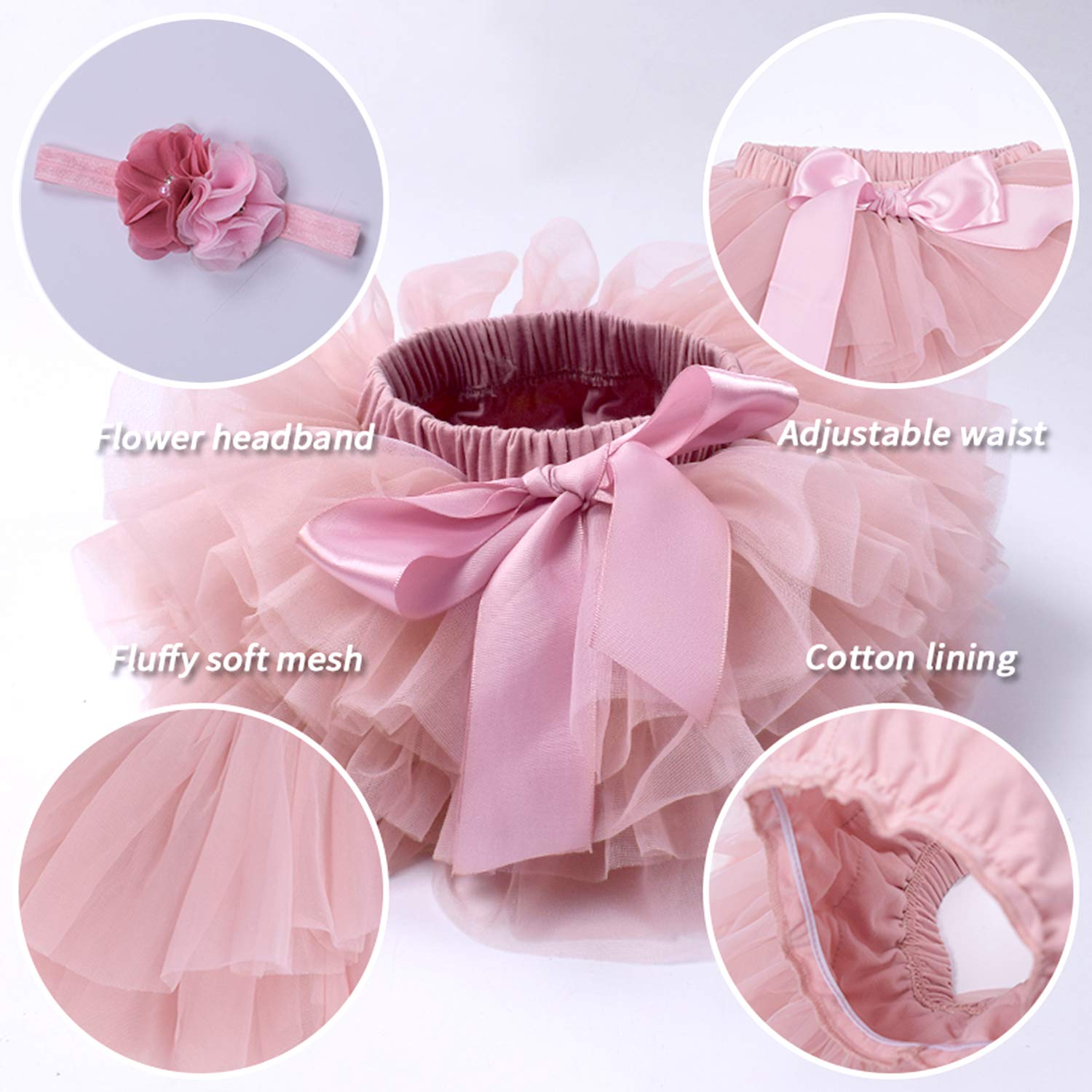 Ensemble jupe tutu pour bébé fille avec couvre-couche en tulle et bandeau
