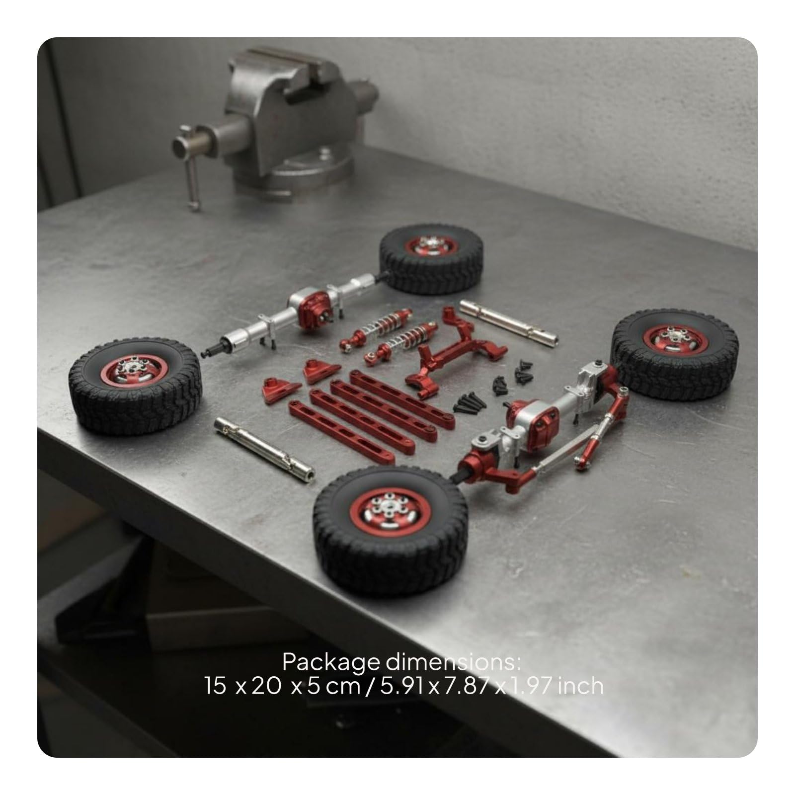 Gralara Auto Elettrica Componenti RC Metallo Completi Alberi Trasmissione Ammortizzatori Regolabili Tiranti con Braccio 25T per 1/12 Adatta a Modellismo Fuoristrada Gara Tempo Libero, Rosso