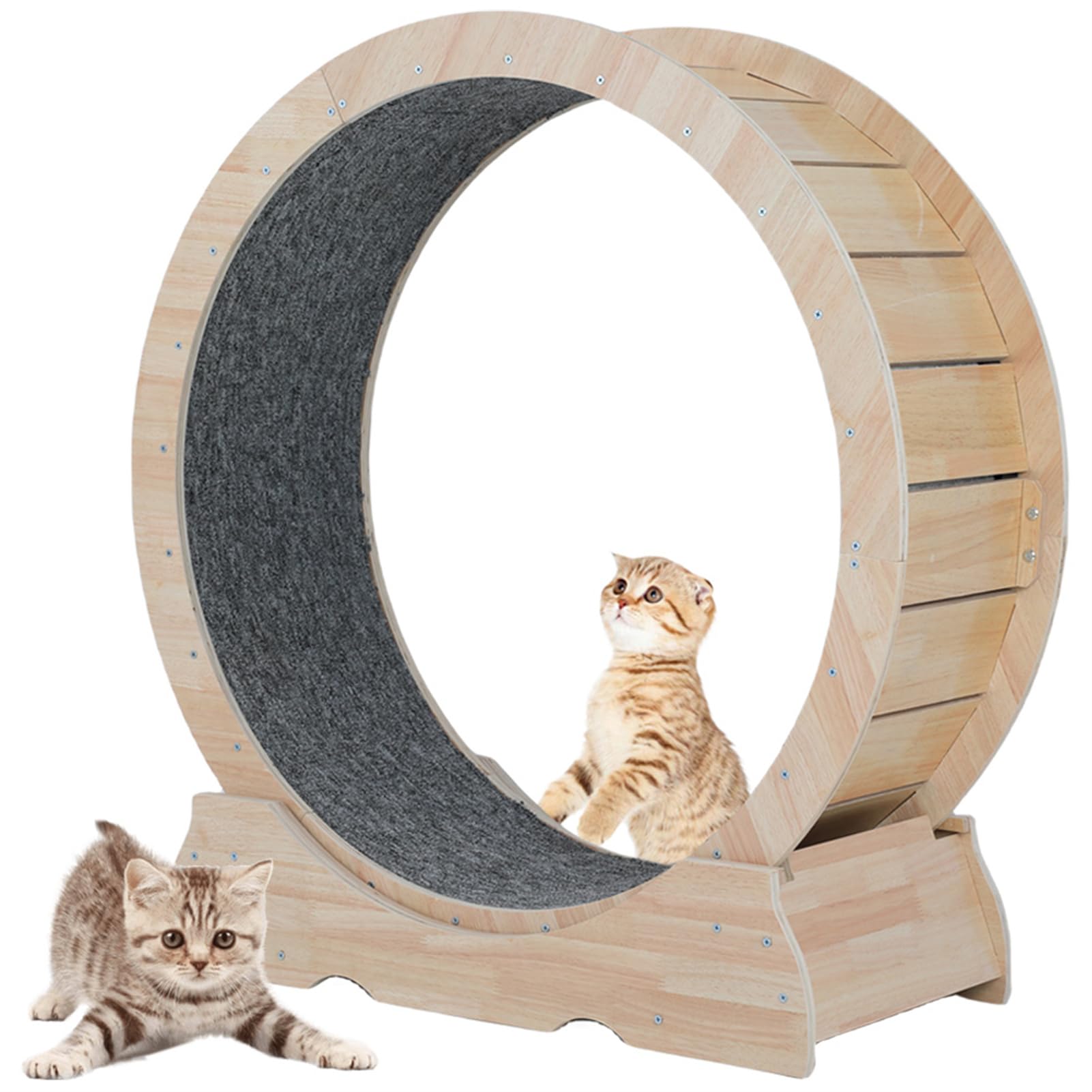 Cat Wheel Exerciser for Indoor Cats Large?Cat Running Wheel ? Cat Exercise Wheel ?Small Animals Exercise Wheels Cat Treadmill Wheel with Locking Mechanism (35.4"(90cm), Natural)