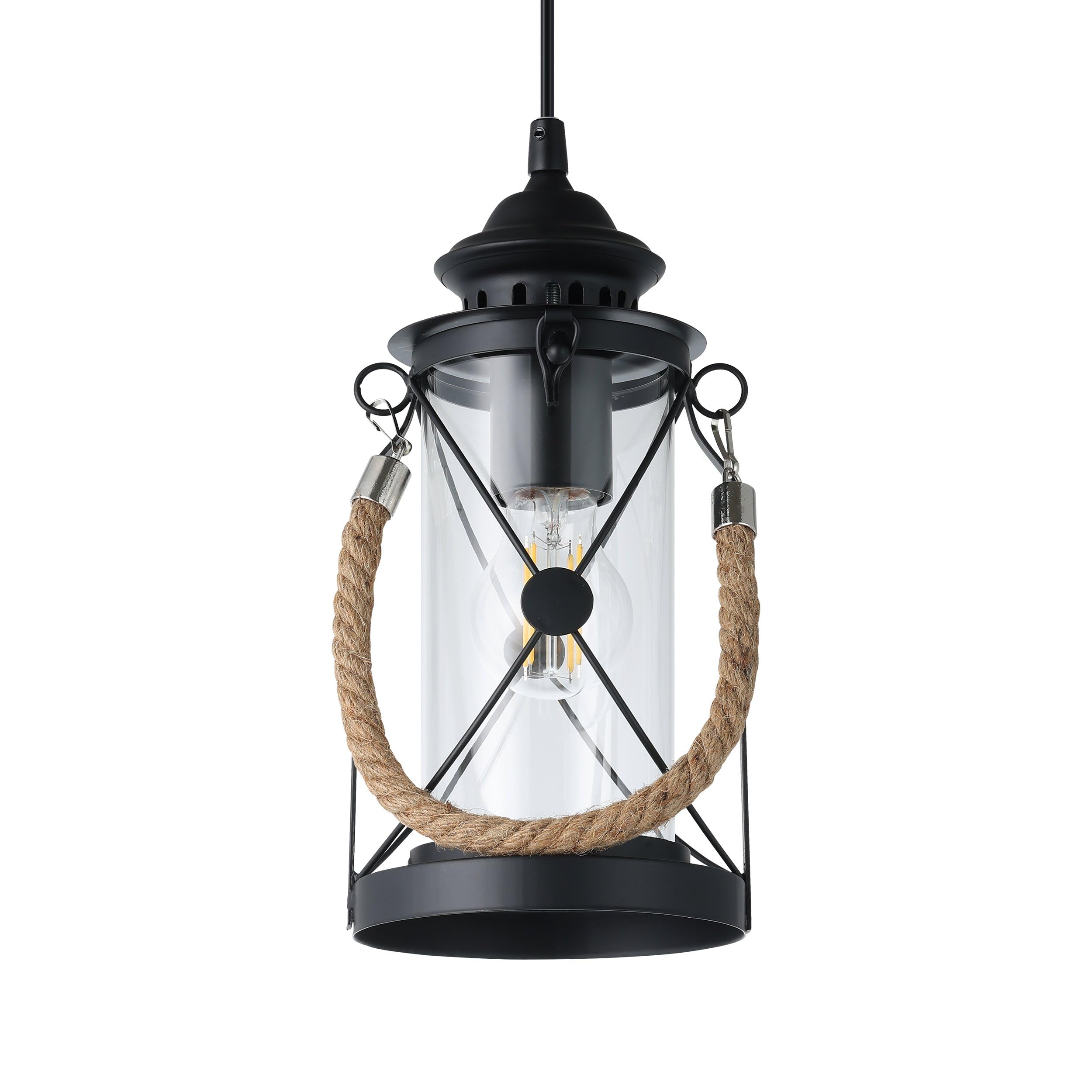 EGLO Pendellampe Bradford, 1 flammige Vintage Pendelleuchte, Laterne