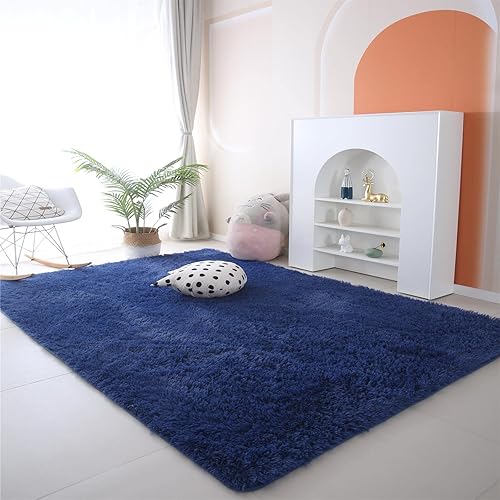 Vista 85 de Alfombras para dormitorio de niñas sala de estar: alfombra de área peluda de 5 x 7 para sala de juegos de niños, alfombra peluda de felpa pastel