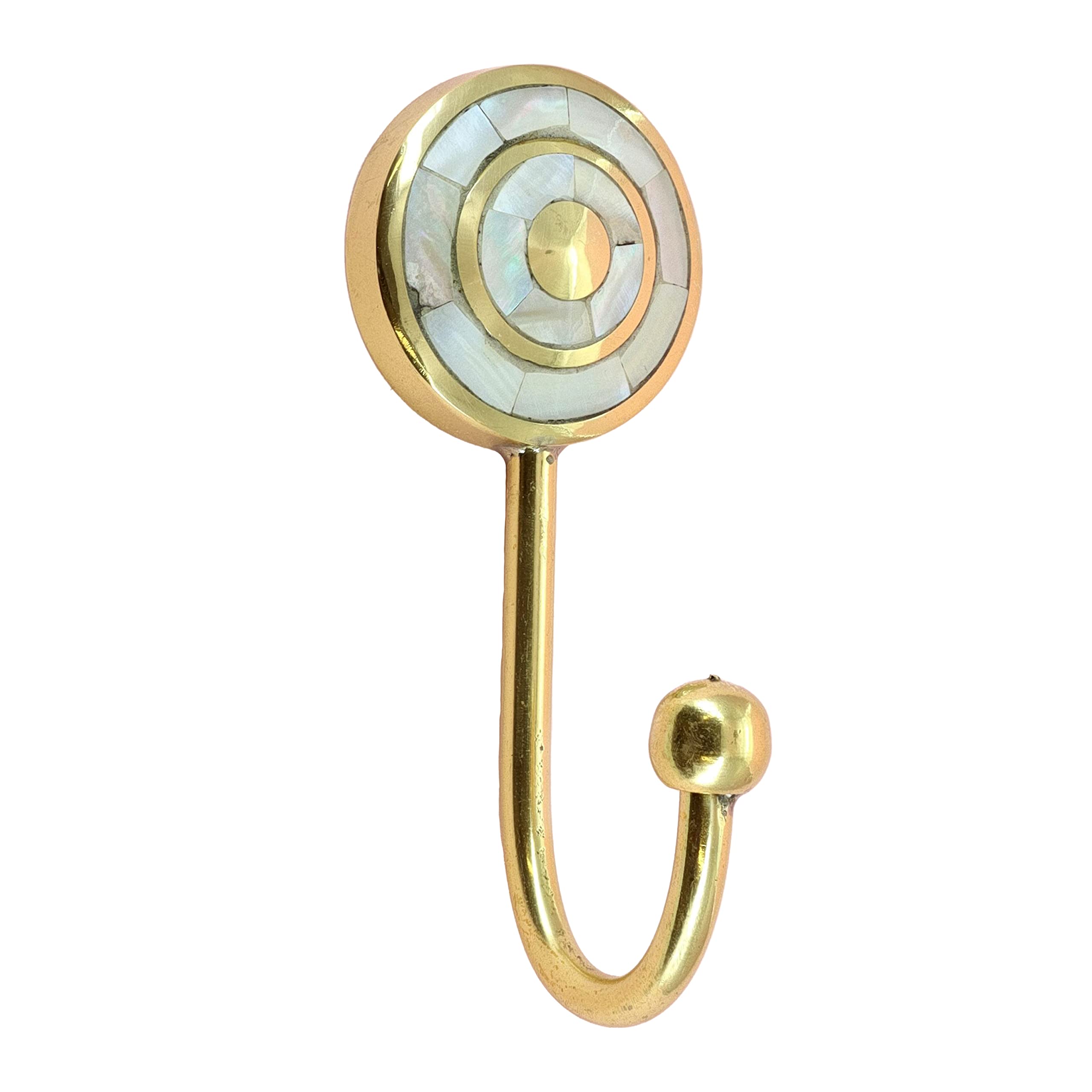 G Decor Mother of Pearl Patterned Gold Brass Coat Hook Wall Organizer Coat Hook (Circle)