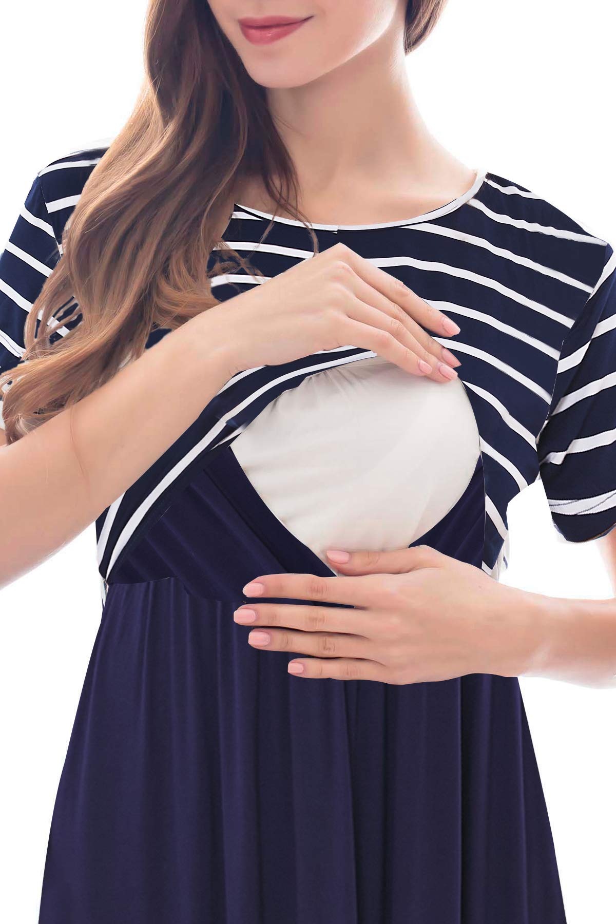 Smallshow Vestido para Premamá de Mangas Cortas Ropa Casual de Maternidad para Lactancia