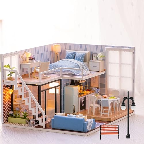 Miniatura 5 de Toyvian 2 juegos de banco de calle miniatura modelo tren ferrocarril lámpara poste casa de muñecas lámpara poste jardín hadas casa de muñecas banco