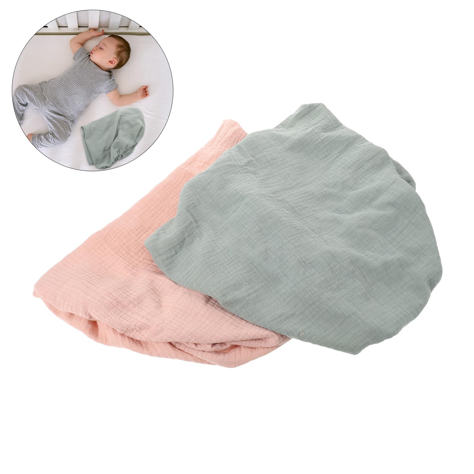 2 Piezas Sábanas Bajeras para Cuna de Ñiño de Muselina de Hilo, Fácil Instalación y Reemplazo, Juego para Ropa de Cama en Guardería
