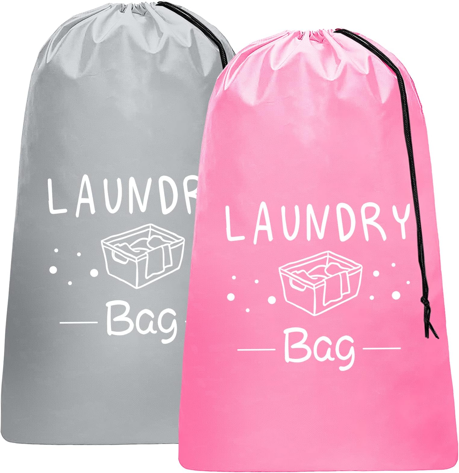 Sylfairy 2 Pack Extra Large Travel Laundry Bag, Dirty Clothes Organizer with Drawstring,Heavy Duty Travel Laundry Bags,Easy Fit a Laundry Hamper Travel Essentials