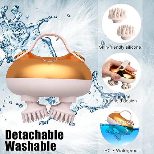 Miniatura 6 de Masajeador eléctrico para el crecimiento del cabello, IPX7, impermeable, masajeador de cuero cabelludo para el estrés, masajeador de cabeza