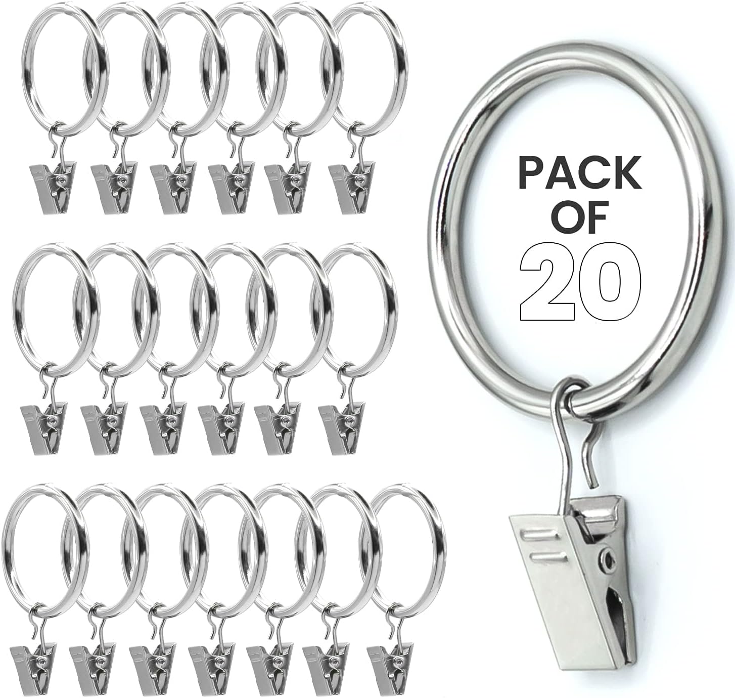 Ivilon Drapery Curtain Clip Rings Clips Ring for Curtain Panels 1.7", Set of 14