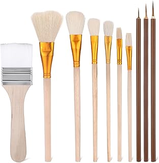 10 Stück Keramik Glasurpinsel,Pinsel für Keramik Bemalen,Pinsel Acryl Wasserfarben,Kunstmalwerkzeuge für Aquarell Keramikmalerei Pottery Art Wool Brush Set