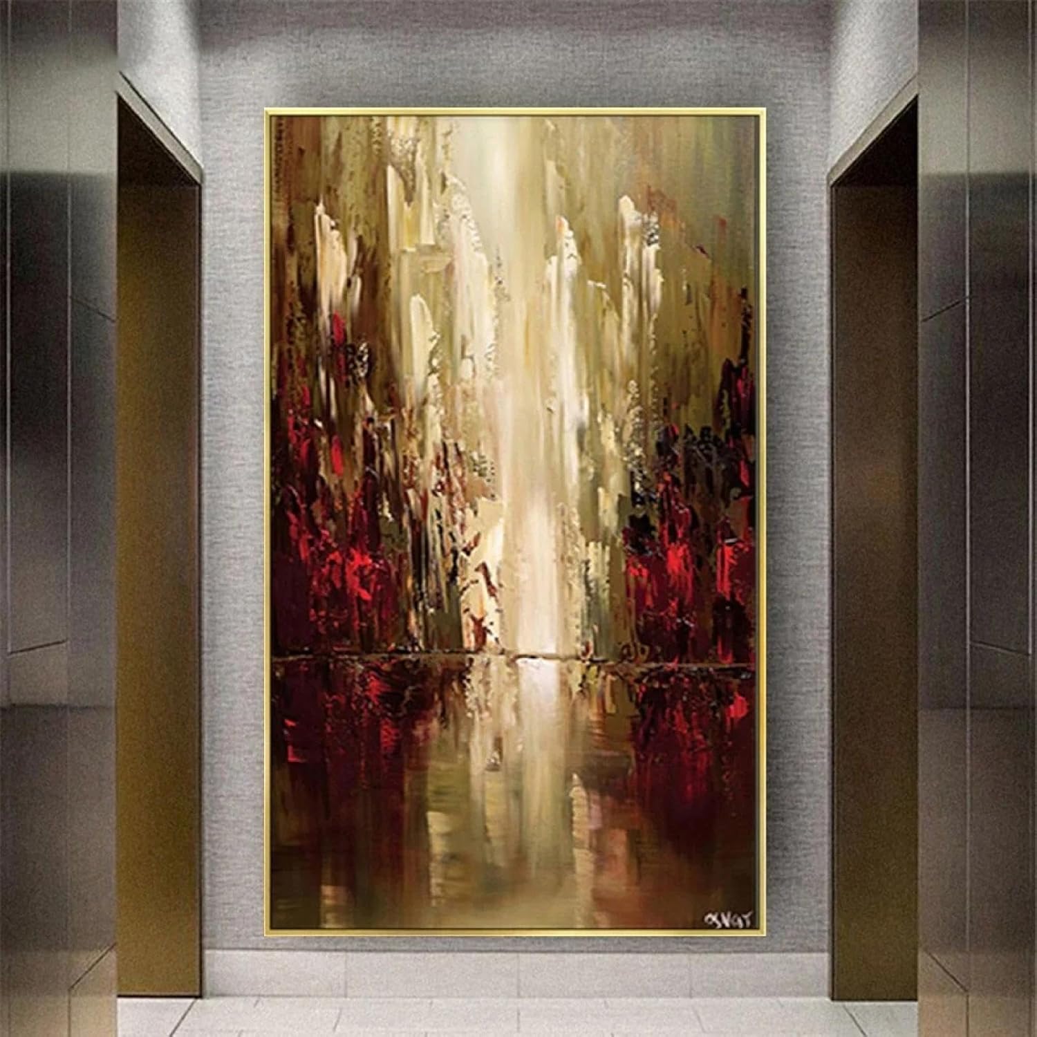 Large Painting Abstract Gold Foil Art Oversized Art Black