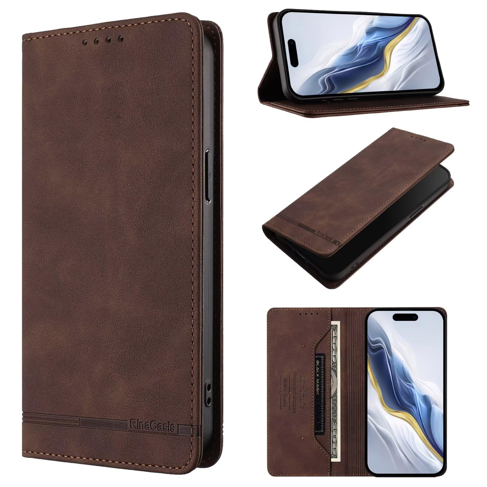 TUUNKMUY Flip Case for Blackview Wave 8C with Kickstand Card Holder Hidden Magnetic, Fold Premium PU Leather Cover TPU Bumper Wallet Cover for Blackview Wave 8C,lavender