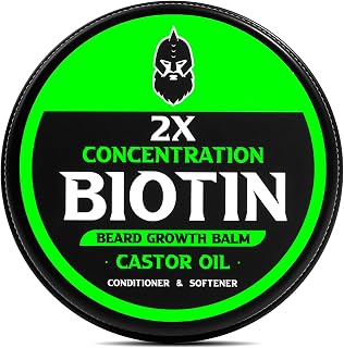 FirstMelody 2X Thickening Biotin Beard Balm with Castor, Argan & Jojoba Oils - Promotes Growth, Softens & Styles Beards, Vanilla Cedar Orange, 2oz
