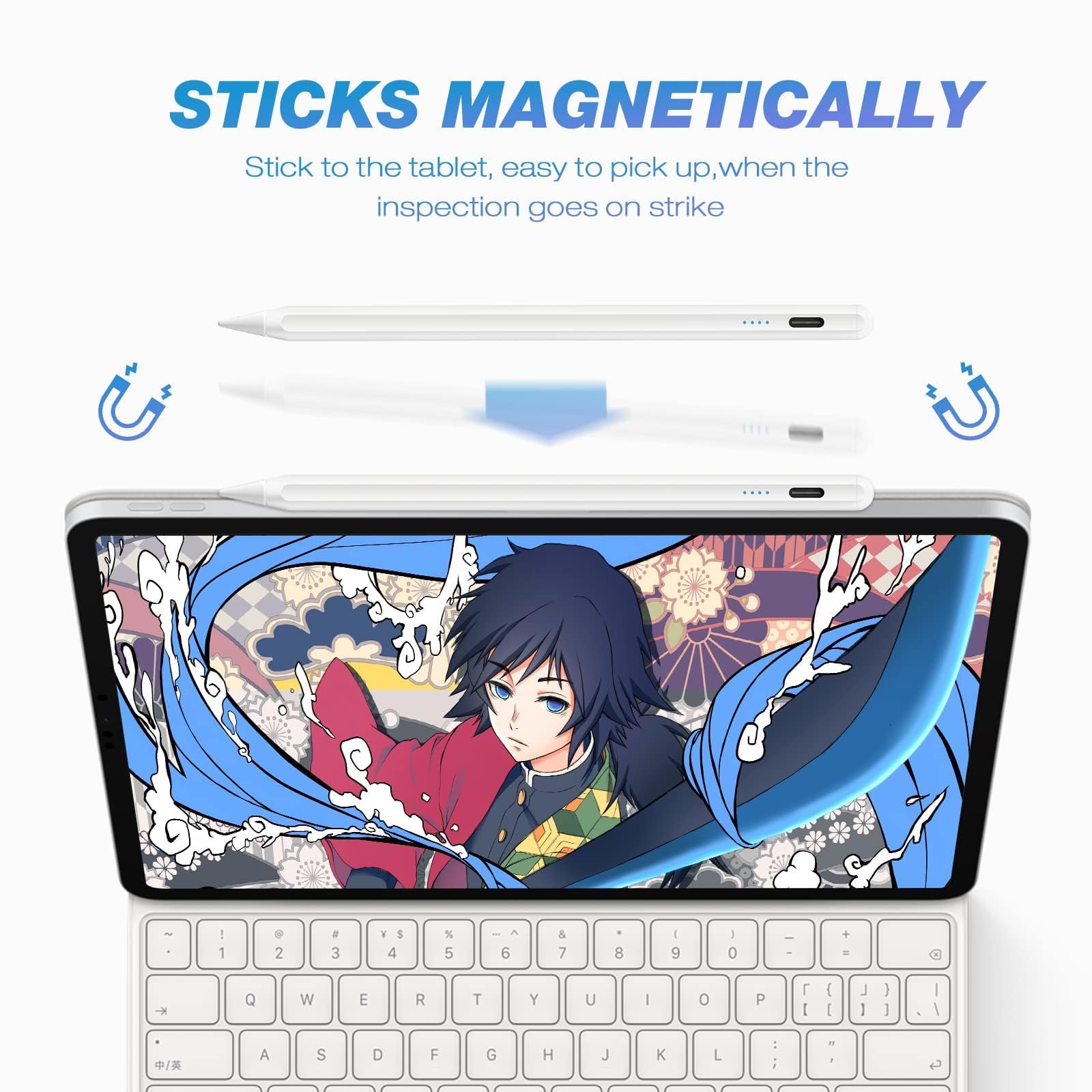 Stylet Pour IPad Avec Bouton Physique On/Off Et Palm Rejection, Active Pencil Absorption Magnétique Compatible Avec IPad Mini 6/5, IPad 10/9/8/7/6