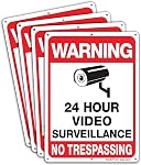Faittoo 4-Pack Video Surveillance Sign, No Trespassing Metal Reflective Warning Sign, 10"x 7" 0.40 Aluminum Indoor Or Outdoor Use for Home Business CCTV Security Camera,UV Protected & Waterproof