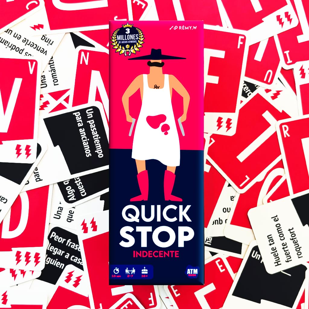 QuickStop - Juegos de Mesa para Adultos y Familia +16 - Dinámico, Rápido y Atrevido - De 2 a 7 Jugadores - Juego de Fiesta para Amigos - Español